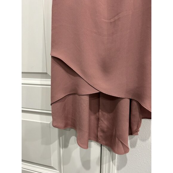 BCBG MaxAzria Astrella Dusty Pink Sleeveless Asymmetrical Hem Slip Dress Sz M - Picture 4 of 8